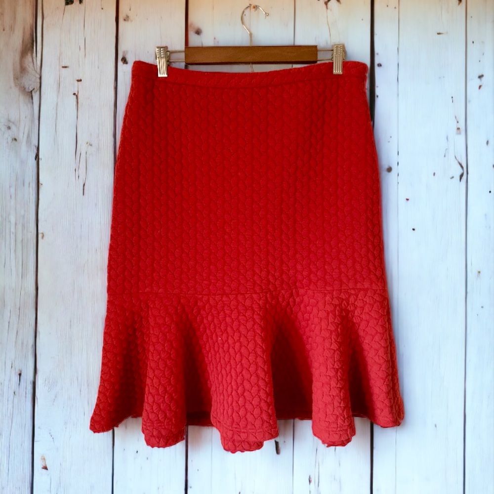 Sharagano Red Quilted Skirt Size 10 - Picture 2 of 10